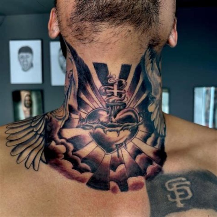 Broken Heart Tattoos On The Neck