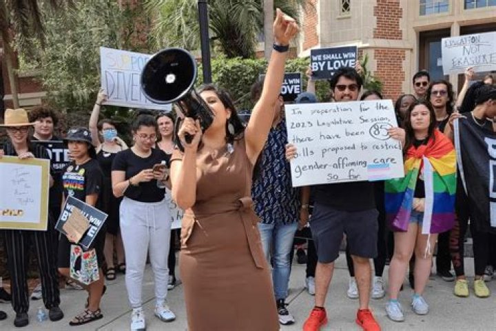 Florida students walk out in support of staff who flouted DeSantis trans ban