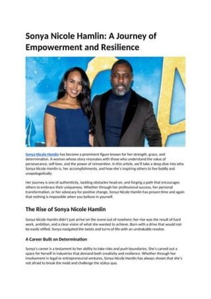 Unveiling Sonya Nicole Hamlin: A Journey Of Discovery